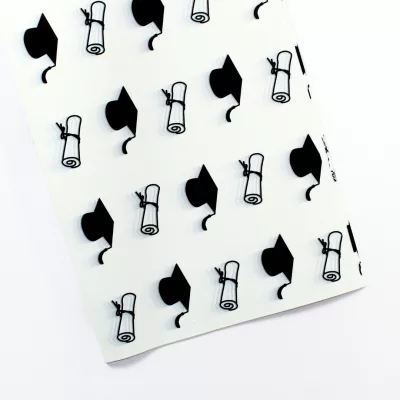 graduation cap printed wrapping paper, graduation bouquet wrap, plastic graduation floral wrap, waterproof graduation wrapping sheet, printed graduation cap gift wrap