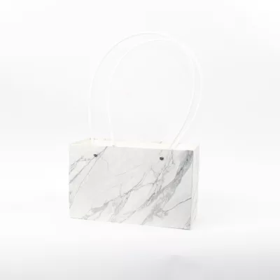 marble texture paper bag with handle, waterproof marble paper gift bag, luxury floral packaging bag, marble design waterproof bag, elegant gift packaging bag