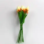 Artificial tulip bouquet with 10 lifelike stems and green leaves
