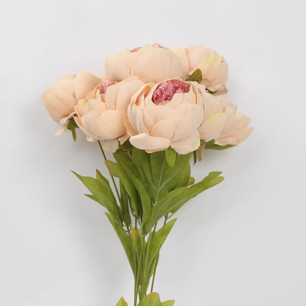 artificial peony flower, silk peony stem, realistic peony decoration, decorative peony bunch, artificial pink peony flower