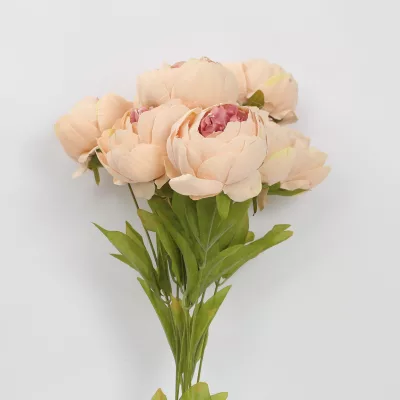 artificial peony flower, silk peony stem, realistic peony decoration, decorative peony bunch, artificial pink peony flower