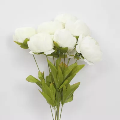 artificial peony flower, silk peony stem, realistic peony decoration, decorative peony bunch, artificial pink peony flower