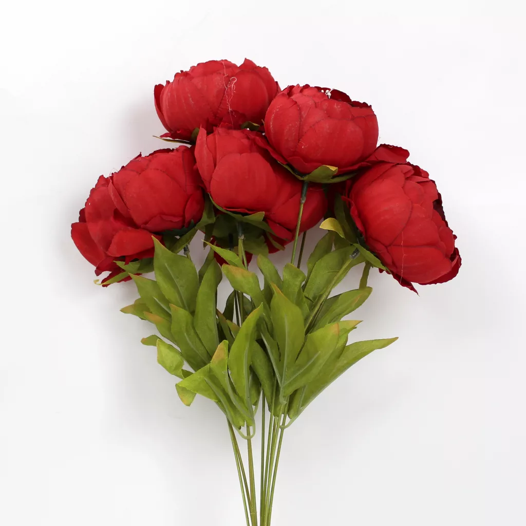 artificial peony flower, silk peony stem, realistic peony decoration, decorative peony bunch, artificial pink peony flower