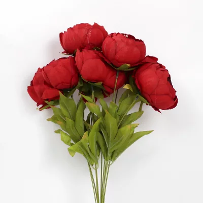 artificial peony flower, silk peony stem, realistic peony decoration, decorative peony bunch, artificial pink peony flower