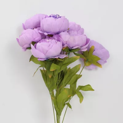 artificial peony flower, silk peony stem, realistic peony decoration, decorative peony bunch, artificial pink peony flower