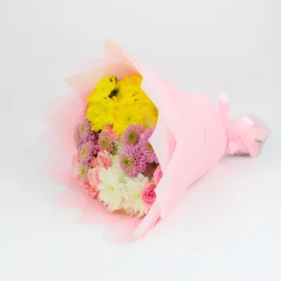 Floral Fusion Wrap bouquet, chrysanthemum and rose hand bouquet, artificial floral hand bouquet, elegant flower gift