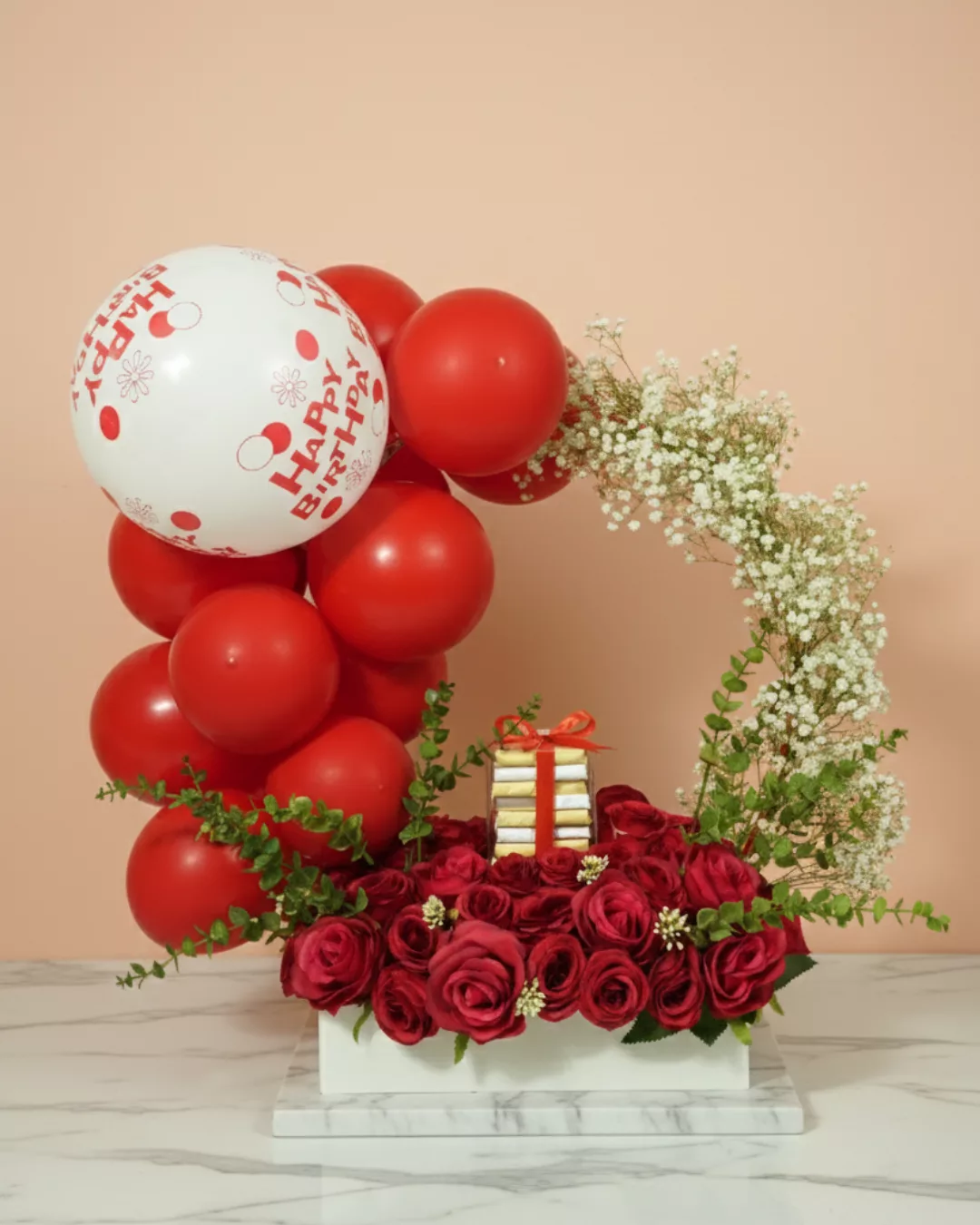 Untitled design - 2026-01-09T190946.429 ed flower happy birthday chocolate basket birthday chocolate and flower gift basket red floral chocolate hamper for birthday happy birthday chocolate flower arrangement